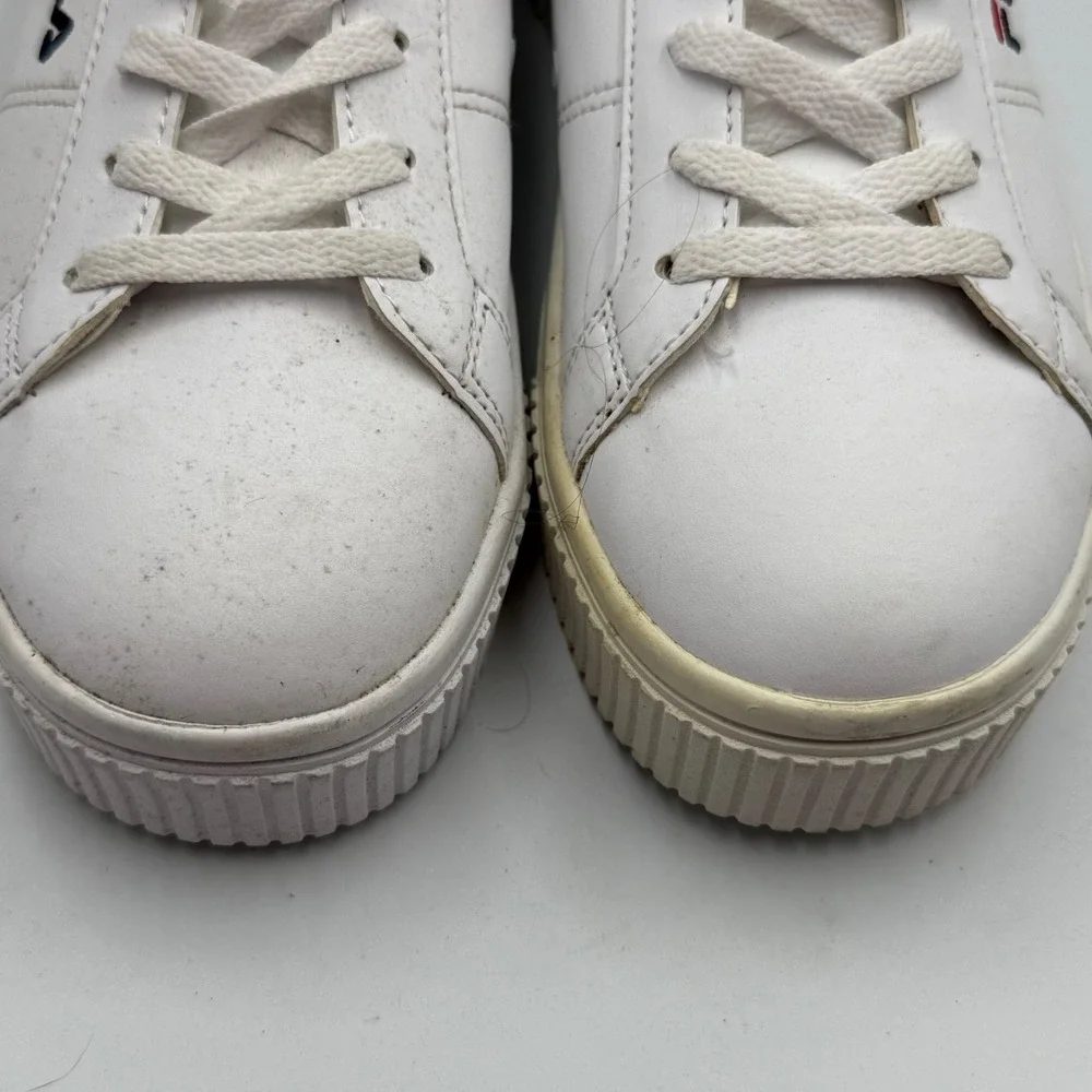 Fila Womens White Platform Sneakers Shoes Lace Up Casual Comfort 8 Chunky Retro - Picture 4 of 9